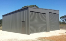 Skillion 2 bay shed with PA Door