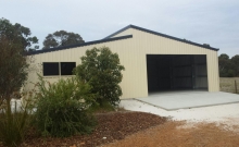 Skillion shed with enclosed lean to for machinery